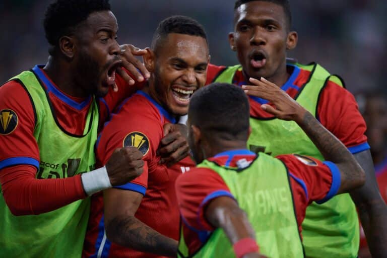 Ismael Diaz celebrates his goal of Panama during the game Panama vs Qatar. IMAGO