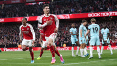 Kai Havertz of Arsenal celebrates the first goal. IMAGO
