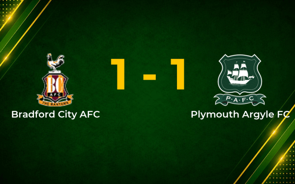 Swan Strikes Late as Bradford City Battle Back to Hold Plymouth Argyle