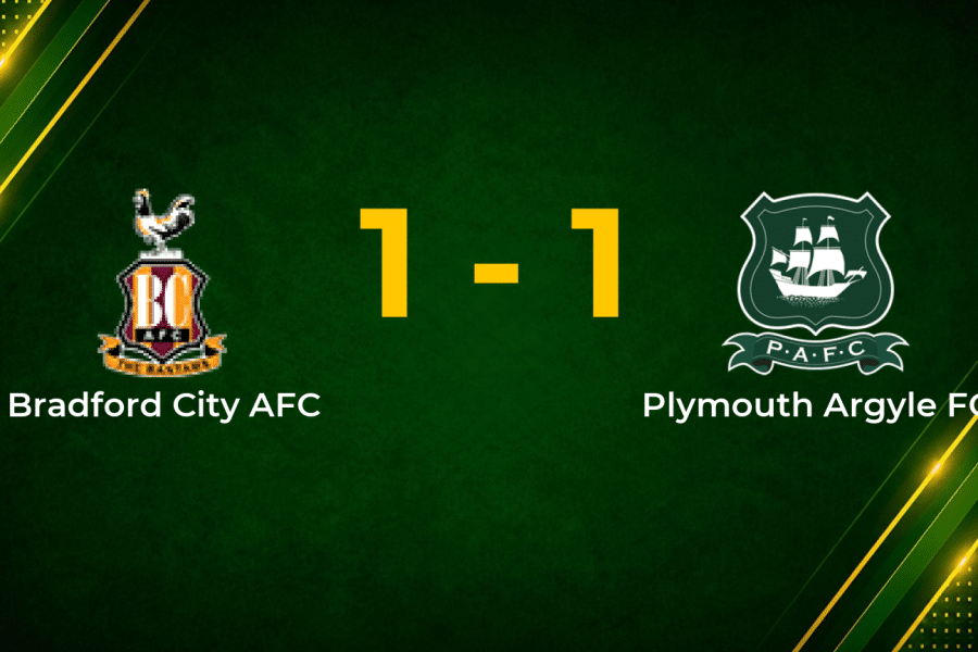Swan Strikes Late as Bradford City Battle Back to Hold Plymouth Argyle