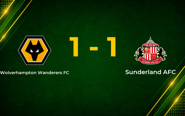 Ten-Man Sunderland Hang On for Point at Wolves After Early Mukiele Strike