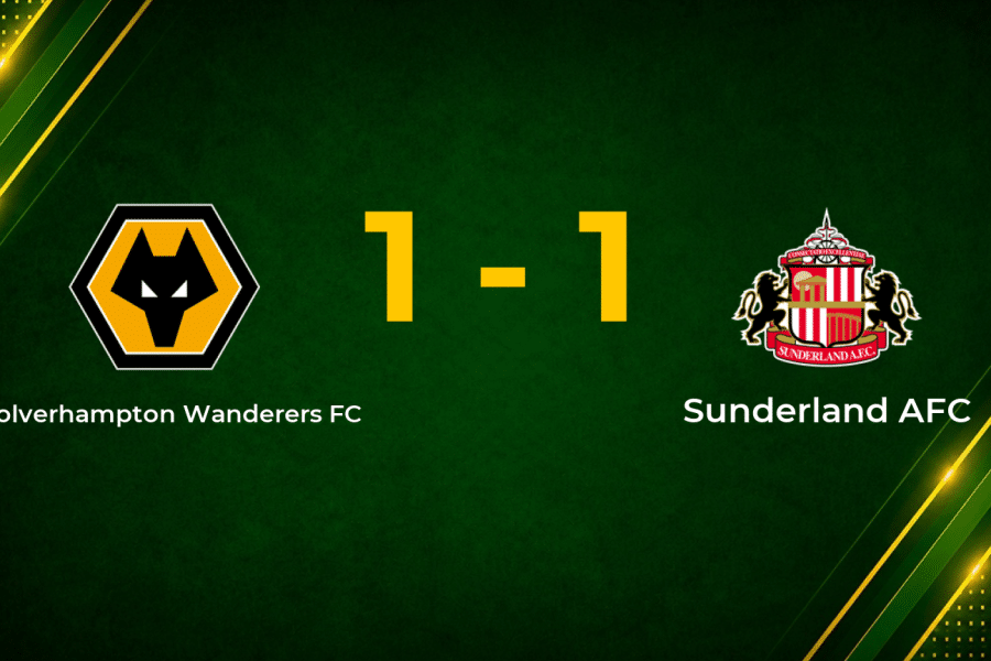 Ten-Man Sunderland Hang On for Point at Wolves After Early Mukiele Strike
